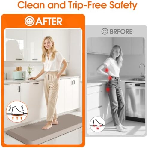 Kitchen Mat for Floor, Anti-Fatigue Mat Kitchen Rug, 17.3"x39"x0.8'', Khaki