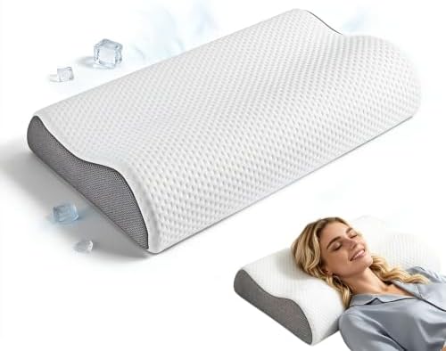Low Profile Cervical Pillow, Thin Memory Foam Neck Pillow for Side Sleepers