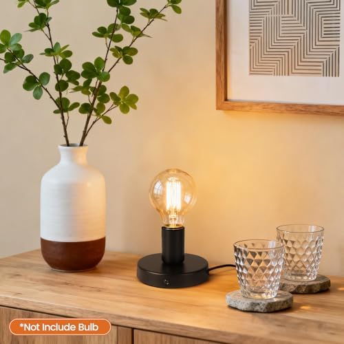 Table Lamp Base, E26/E27 Plug in Lamp Holder with Switch, Black, 2Pcs