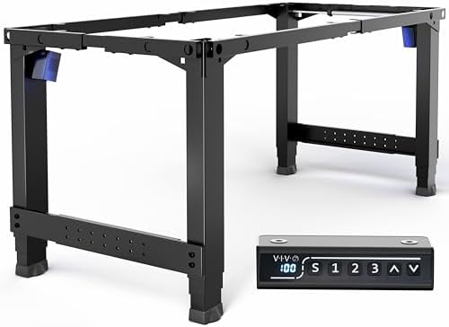 VIVO Black Premium 4-Leg Dual Motor Standing Desk Frame, DESK-E-P4B
