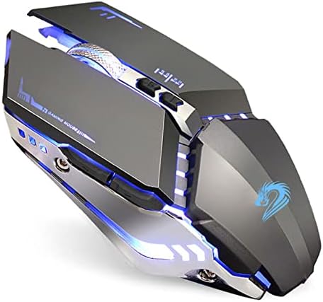 TENMOS T12 Wireless Gaming Mouse, Silent Rechargeable Computer Mice-Grey