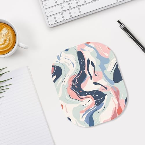 Small Mouse Pad, 6 x 7 Inch, Oval Mini Mouse Pad with Non-Slip Rubber Base for Laptop Wireless Mouse Keyboard Tray Mousepad, Patterns of Rivers