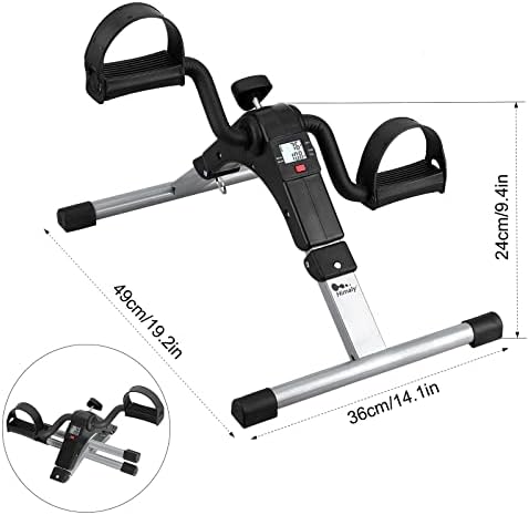 Folding Pedal Exerciser - Mini Exercise Bike Under Desk Bike Pedal Exerciser with LCD Display for Arms and Legs Workout, Portable Desk Bike Peddler Machine for Adults & Seniors