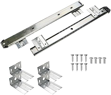 KUMGROT Under Desk Keyboard Tray Slides, 14 In Computer Drawer Tray, Silve
