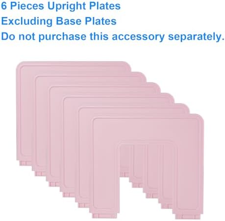 Adjustable File Sorter Accessories 6 Pieces Upright Plates, Expandable File Folder Holder Accessory, Desktop Binder Organizer, School Office File Organizer, Pink