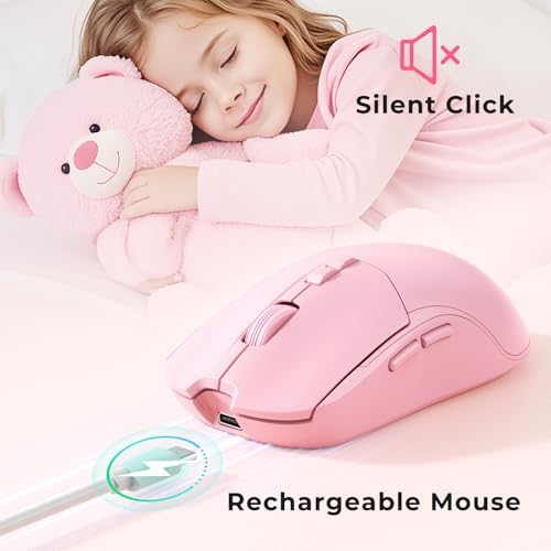 KOPJIPPOM Wireless Keyboard and Mouse Set with Quiet Keys, 2.4G Full Size Ergonomic Keyboard with Wrist Rest, Protective Covers, Soft Touch Silent Design for Windows, Computer, PC and Laptop
