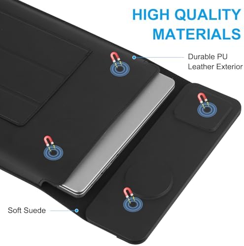 Laptop Sleeve Bag with Stand and Wireless Charger for MacBook Air 13.6 inch/Pro 14, MacBook Pro/Air/Neo 13, Bag for 14 inch Laptops with Wireless Charging 3 in 1