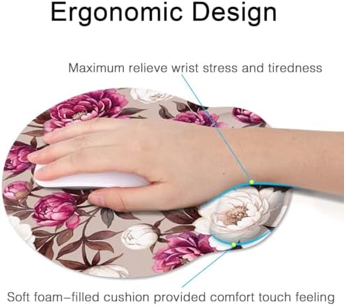 Britimes Ergonomic Mouse Pad with Wrist Support, Peony Floral