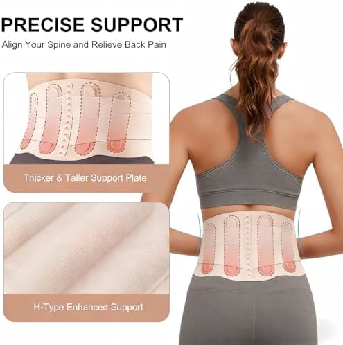 RANDY SUN Ergonomic Back Support for Women, Lightweight Posture Corrector for Office, Commute, No Pinching or Slipping, Improve Slouching Gentl, Pink, Large