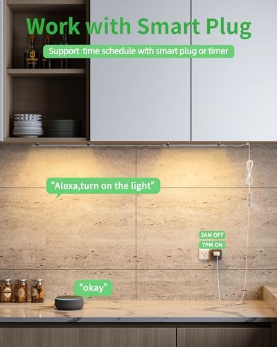 Under Cabinet Lighting Plug-in, Dimmable, 3pcs 12 Inch, 3000K