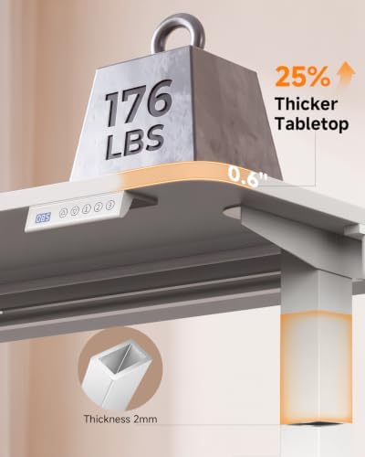 Standing Desk, 48 × 24 Inches Electric Height Adjustable, Home Office