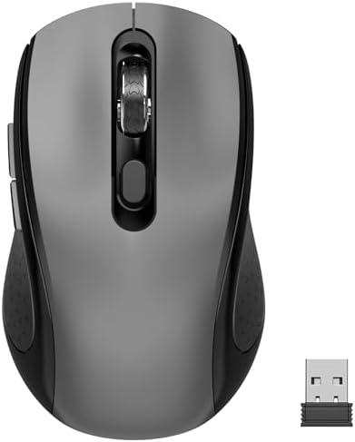 Ergonomic 6 Button Silent Wireless Side Key Mouse No Light Gray