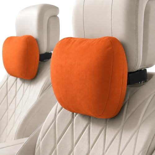 2 PCS Car Pillow for Driving Seat Soft Suede Headrest Neck & Lumbar Support