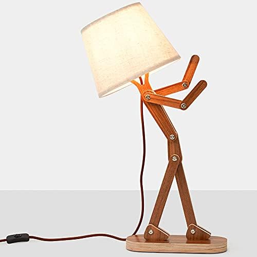 Novelty Wood Table Lamp for Kids Room Bedroom, Walnut
