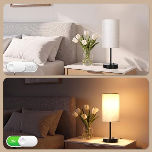 ZJOJO Table Lamp Set of 2, 13.8" Bedside Small Lamp for Bedroom Nightstand