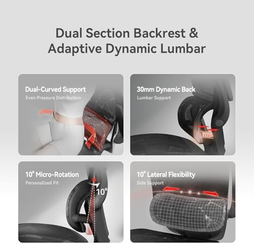 SIHOO M59AS Ergonomic Office Chair, Adaptive Lumbar Support, 2 Packs, Black