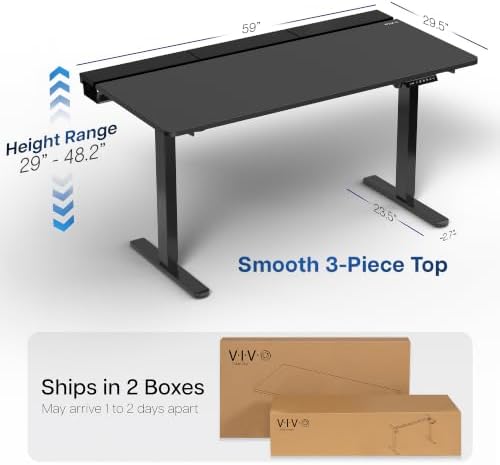 VIVO Black 60 x 30 in Standing Desk, DESK-KIT-1B6-P3B