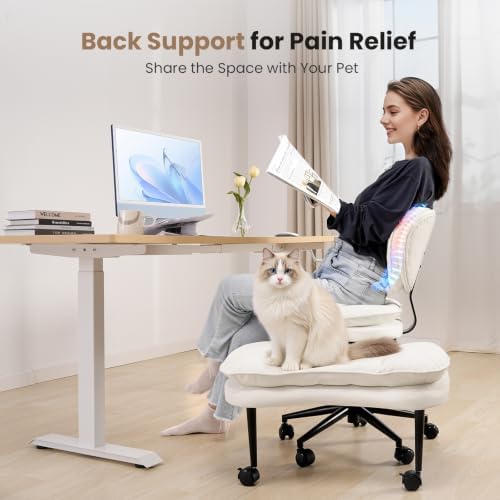 Cross Legged Office Chair, Ergonomic Cloud Criss Cross Desk Chair, Meditation Chair with Wheels, Height Adjustable Seat for ADHD, Wide Kneeling Chair with Back Support