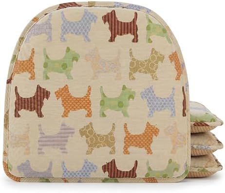 Klear Vu Raindrop The Gripper Non Slip Chair Cushions, Soft & Comfortable Seat Pad, Sitting Pillow for Kitchen, Dining or Office, 4 Count (Pack of 1), Scottie Dogs