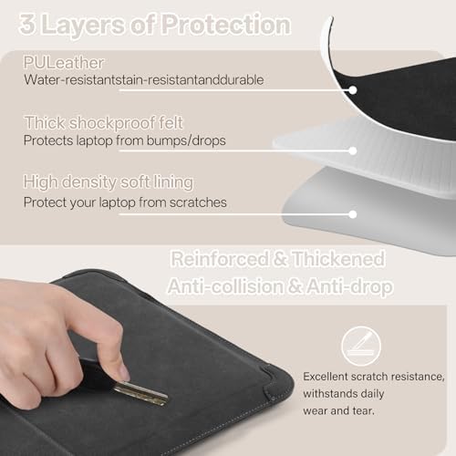 15-16 inch Laptop Sleeve Case with Stand for MacBook Pro 16/Air 15