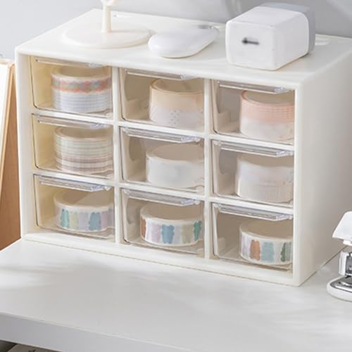 9 Drawer Desk Organizer with Cover, Space Saving Visible Storage