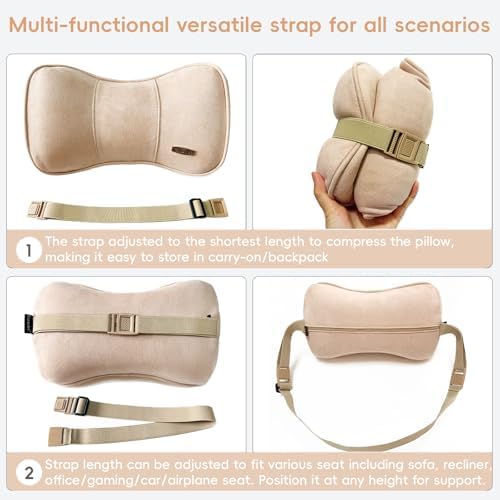 Car Neck Support Pillow Recliner Headrest Pillow for Neck Pain Relief Tan