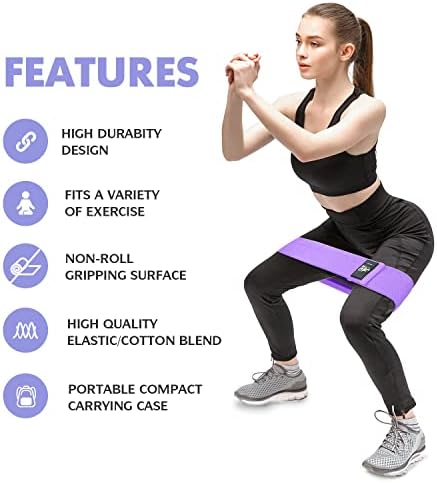 CFX Resistance Bands Set, Exercise Bands with Non-Slip Design for Hips & Glutes, 3 Levels Workout Bands for Women and Men, Booty Bands for Home Fitness, Yoga, Pilates