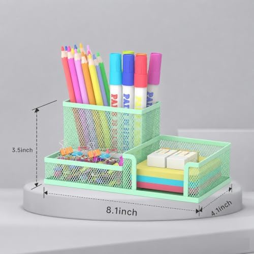 SUPEASY Pen Holder Desk Organizer, Office Supplies Pencil Holder with 3 Compartments, Desk Accessories and Workspace Organizers for Home School Classroom, Green