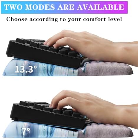 Computer Keyboard Stand with Wrist Rest, Ergonomic Tilted Keyboard Holder - Keyboard Riser with Wrist Pad - Keyboard Tray Support for Office Home - Beach