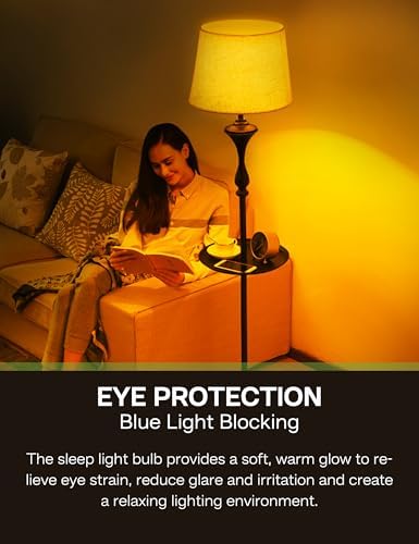 Amber Light Bulbs for Sleep 4 Pack: 1800K, 9W 60W Equivalent, E26