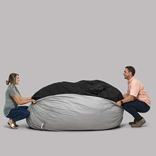 Big Joe Fuf 7Ft Giant Foam Bean Bag Chair, Oversized Couch with Removable Cover for Kids, Teens, Adults, Fog Lenox, Durable Woven Polyester, 7 Foot