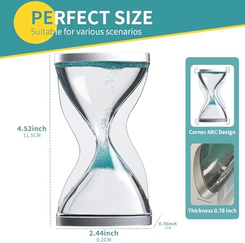 Upward Sand Timer Hourglass, 10 Minutes Sandglass Timer Sand Clock for Kids Games Classroom Kitchen Home Office Decoration, L69 x B29 x H153 mm (Green)