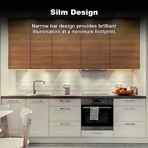 Under Cabinet Lights Plug-in Daylight White 4000K, Dimmable LED Under Cabinet Lighting, 4pcs 12 Inch Under-Counter Light Fixtures with Memory Function, Linkable LED Cabinet Light for Kitchen