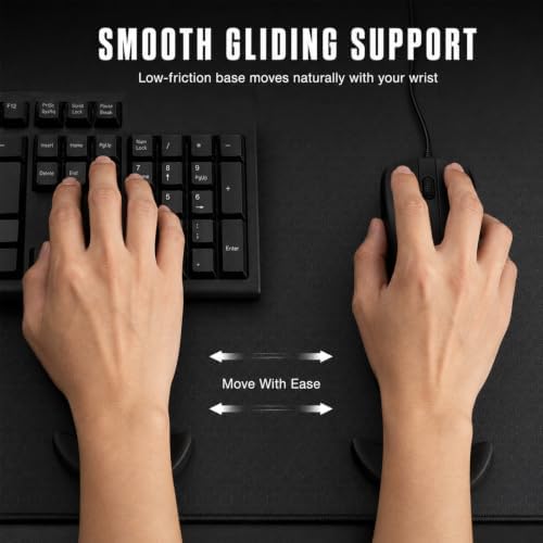 2 Pack Ergonomic Mouse Wrist Rest, Desk Silicone Sliding Wrist Pad, for Office, Gaming, Computer, Laptop, Carpal Tunnel Support, Wrist Pain Relief, Easy Typing (Black)