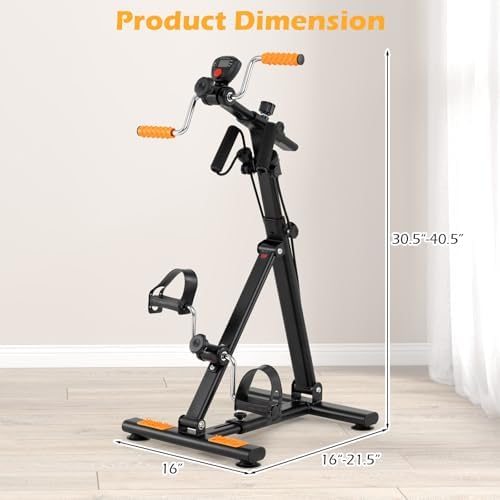 GYMAX Pedal Exerciser Bike Arm Leg Knee Physical Therapy Peddler, Adjustable Fitness Equipment Home Exercise Bike with LCD Monitor for Seniors Total Body Workout, Elderly Rehab