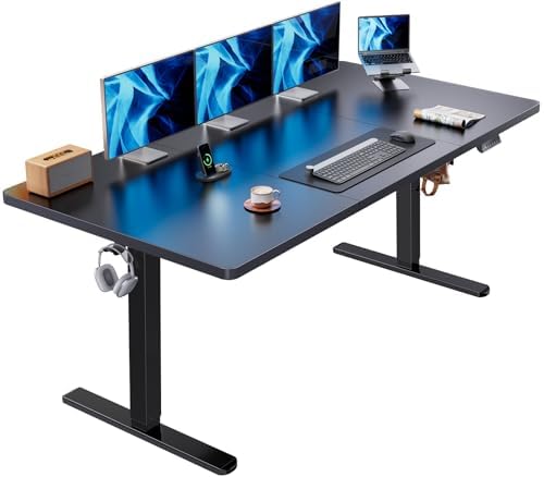 HUANUO 71 x 35 Inch Large Electric Standing Desk, Brushless Motor, Black