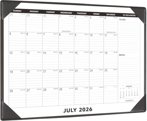 Desk Calendar 2026-2027 with Protective Mat 22" x 17"