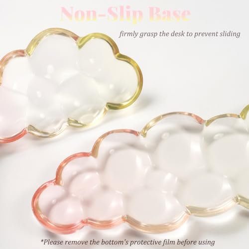 Gel Keyboard Wrist Rest Cloud Set, Clear Ergonomic Wrist Support and Arm Support Keyboard Rest for Typing Pain Relief, with Non-Slip Soft Washable Wrist Rest(Yellow Pink)