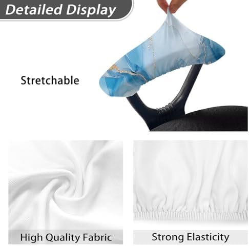 Marbling Print Gaming Chair Arm Rest Covers, Set of 2, Removable Stretchable Office Chair Arms Slipcovers with Elastic Band, Office Chair Armrest Covers, Home Decorations