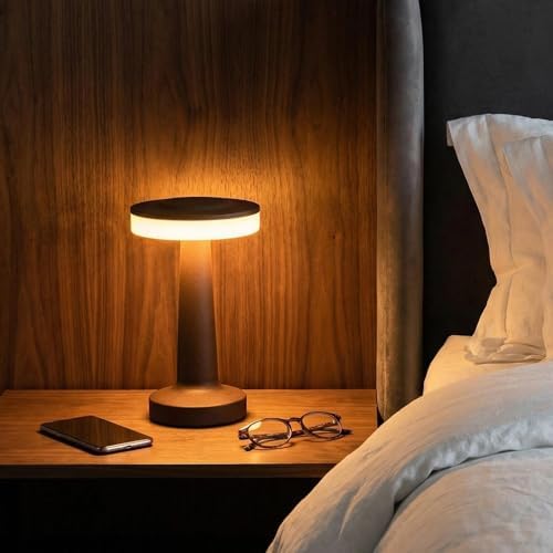 Riakrum 1 Pcs LED Cordless Table Lamp Bulk Rechargeable,Brown