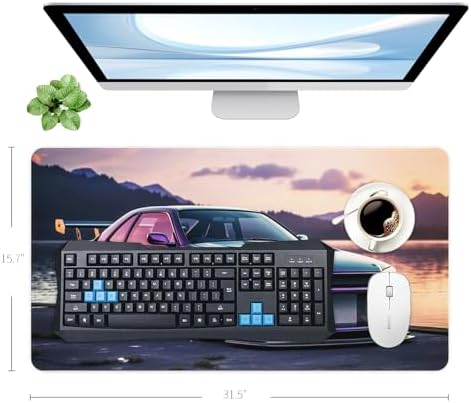 JDM Car R34 Large Mouse Pad Japanese Car Purple Sea Cool Desk Mat Computer Accessories Gaming Office Organizers Supplies Decor Essentials Keyboard Pads for Desk Rubber 31.5"X15.7"
