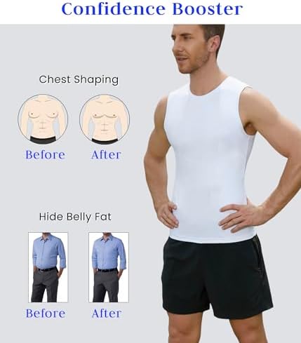 Compression Shirt Men Slimming Body Shaper Vest Crewneck Workout Tank Top