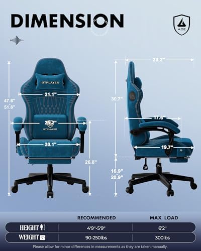 GTPLAYER Gaming Chair Ace Pro, Computer Office Chair for Adults, Deep Blue