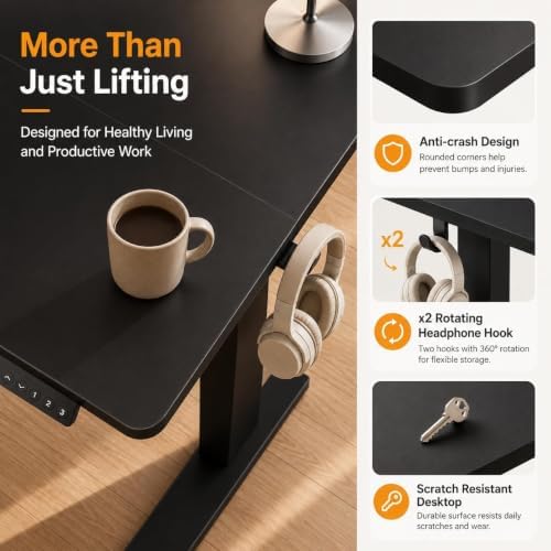 Claiks 32 x 19 Inch Black Electric Standing Desk