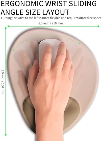 Palm-Rest and Wrist-Hugging Mouse Pad Wrist Rest, Ergonomic Wrist Support with Curve Fitting Cushioned Memory Foam for Carpal Tunnel Pain Relief, 9.9 x 8.3 Inch, Mocha Sand