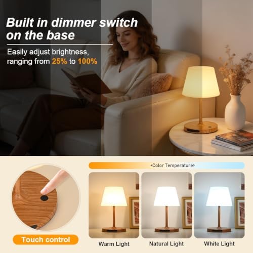Portable Waterproof Shower Lamp,Cordless Rechargeable Table Lamp