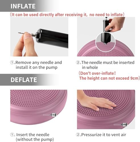 Inflated Wobble Cushion,Dyna Disc,Circular Non-slip Texture for Comfortable Sitting,Wiggle Seat to Improve Posture, Fitness, Stability for Sensory Adults,Balance Seat with Pump for Core Strength