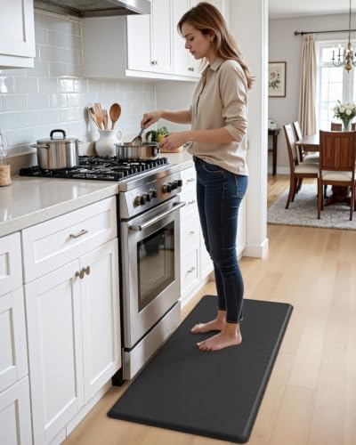 DEXI Anti Fatigue Kitchen Floor Mat Cushioned Standing Runner 48x20, Black