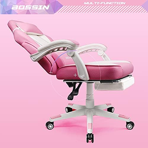 BOSSIN Big and Tall Gaming Chair with Footrest and Massage, 400lb Weight Capacity, Ergonomic Heavy Duty with Large Size Seat and High Back