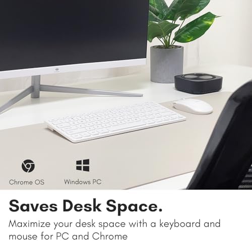 Macally White Wireless Keyboard and Mouse Combo - Quiet Productivity Duo - 2.4G Small Keyboard and Mouse Wireless - 78 Key Quiet Cordless Compact Mouse and Keyboard Combo with Mini Body